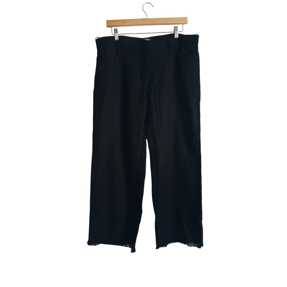 'S Max Mara Cervia Fringe Linen Pants In Black Size 16